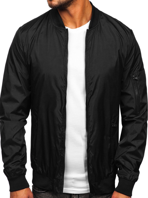 Herren Übergangsjacke Bomberjacke Schwarz Bolf 8M97