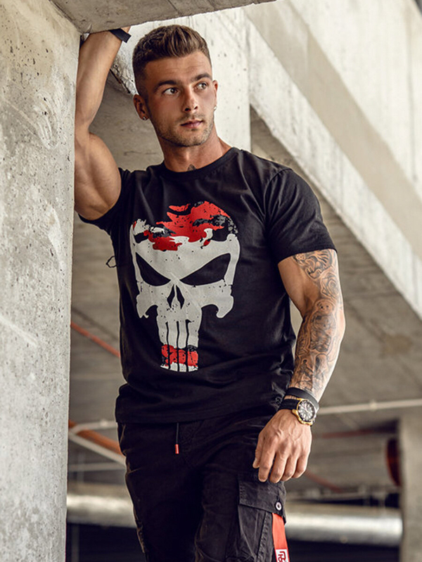 Herren T-Shirt mit Motiv Schwarz-Rot Bolf 2098A