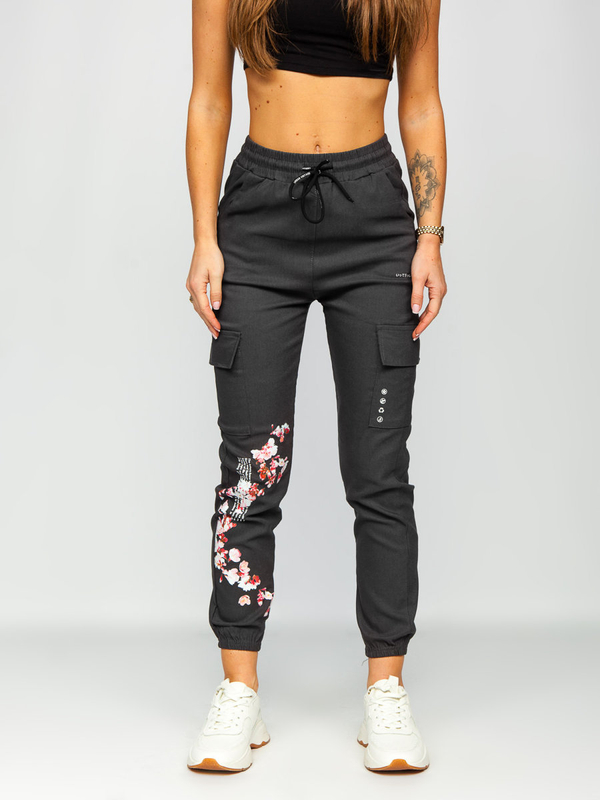 Damen Hose Jogger Pants Cargohose Schwarzgrau Bolf AF5120ND