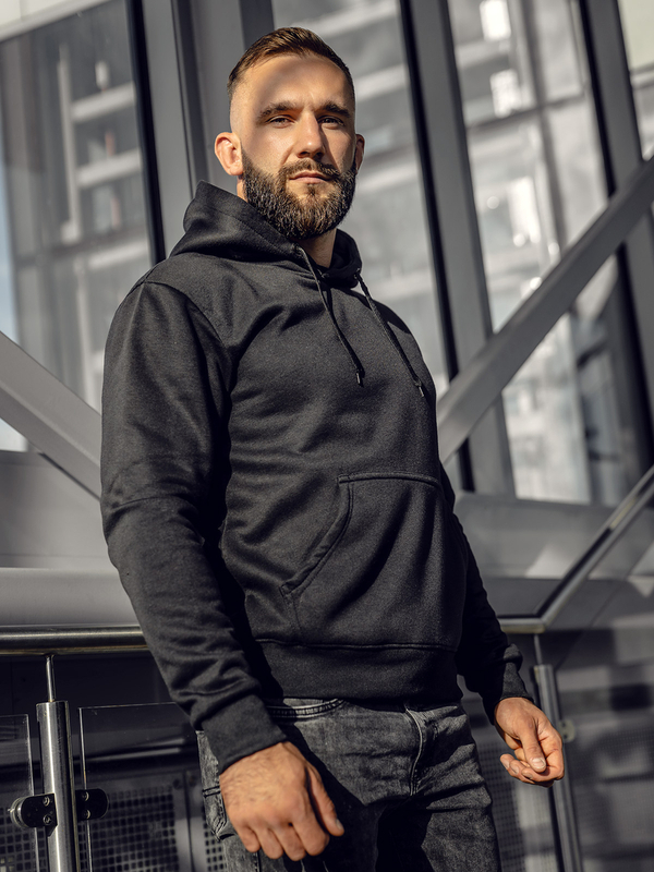 Herren Kapuzenpullover mit Kängurutasche Schwarz Bolf MB001A2