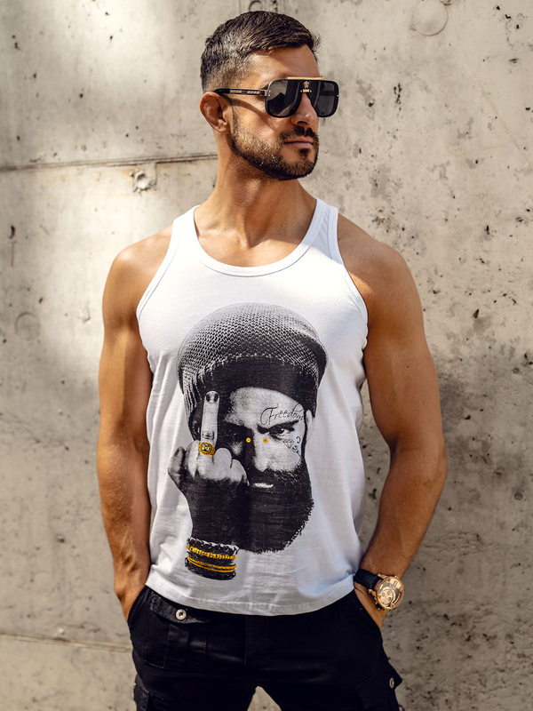 Herren Tank Top Boxing T-Shirt mit Motiv Weiß Bolf 14842A