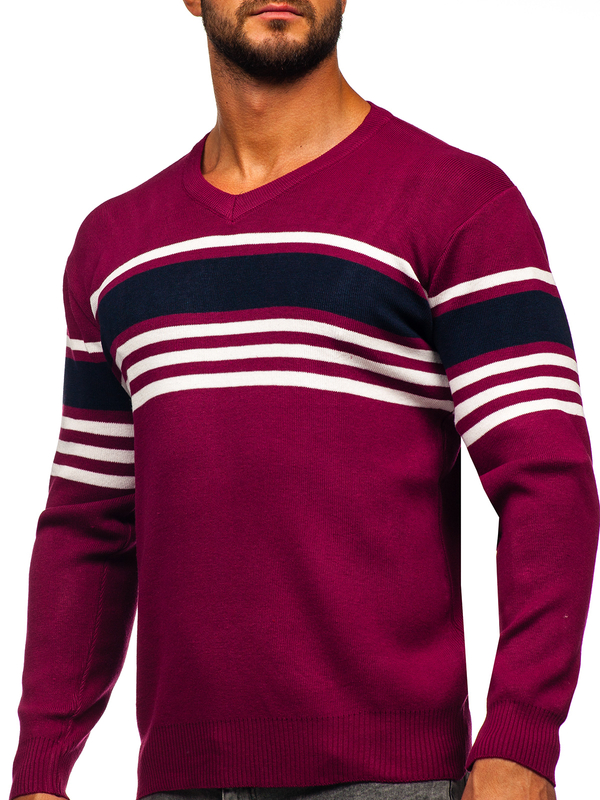 Herren Pullover mit V-Ausschnitt Violettk Bolf S8536