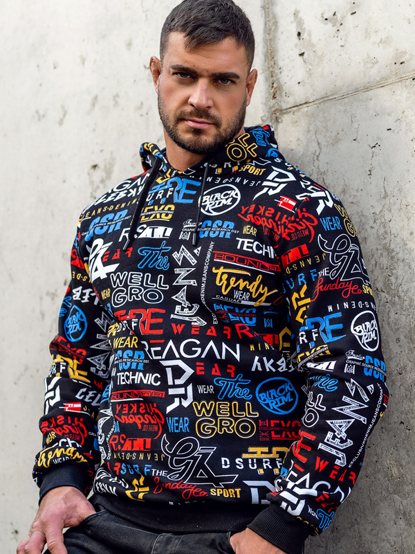 Herren Kapuzenpullover mit Motiv Schwarz Bolf 141000