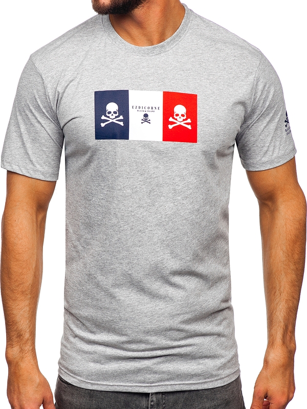 Herren Baumwoll T-Shirt mit Motiv Grau Bolf 14784