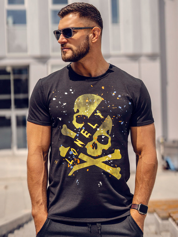 Herren T-Shirt mit Motiv Schwarz Bolf Y70008A
