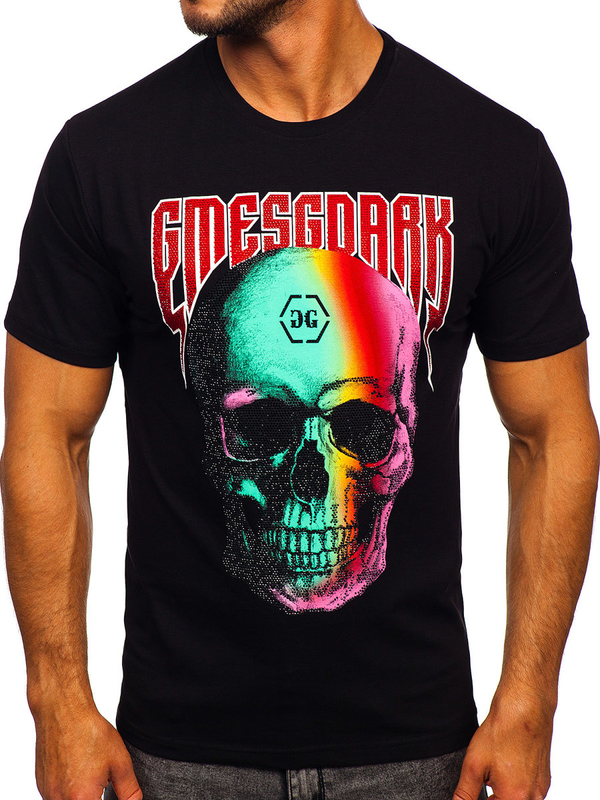 Herren T-Shirt mit Applikationen Schwarz Bolf 2352