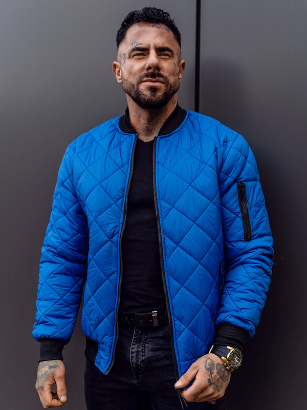 Herren Gepolsterte Übergangsjacke Bomberjacke Blau Bolf MY-01