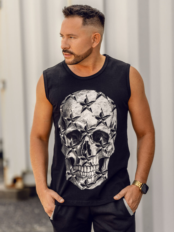 Herren Tank Top mit Motiv Schwarz Bolf 14817A