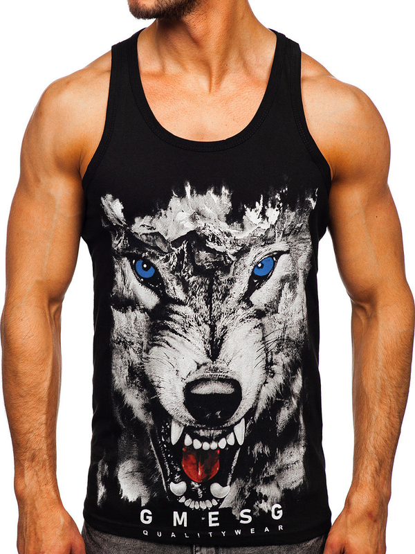 Herren Tank Top mit Motiv Schwarz Bolf 14850