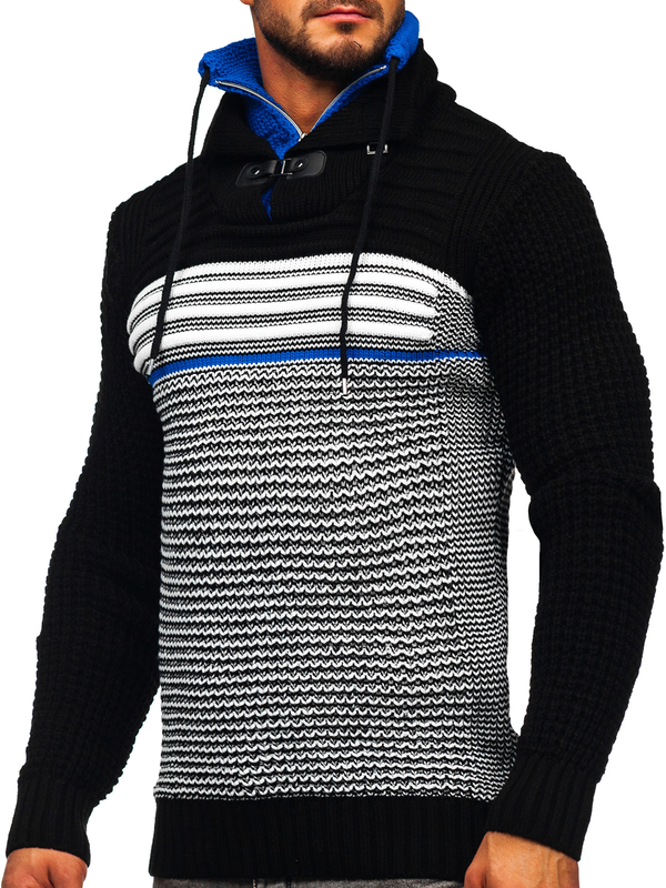Herren Warmer Pullover mit Stehkragen Schwarz-Blau Bolf 2026