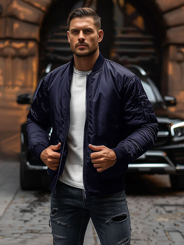 Herren Übergangsjacke Bomberjacke Dunkelblau Bolf AK95A2