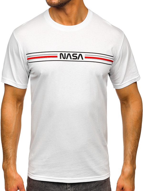 Herren Baumwoll T-Shirts mit Motiv Weiß Bolf 5052