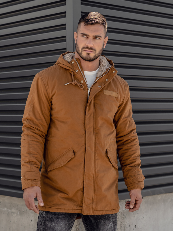 Herren Baumwoll Winterjacke Parka Camel Bolf EX838A