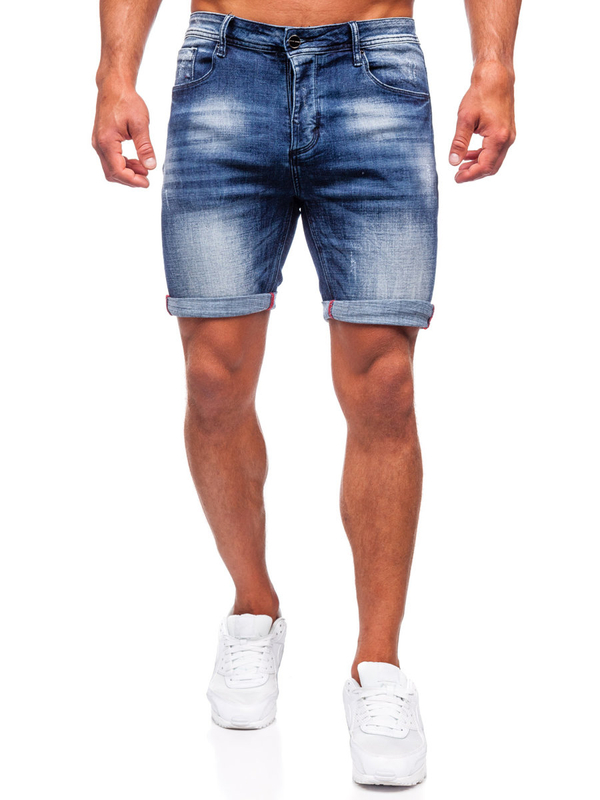 Herren Kurze Hose Jeansshorts Dunkelblau męskie Bolf MP0261B